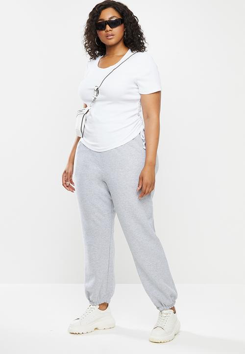 Blake - Ruched cropped tee - white