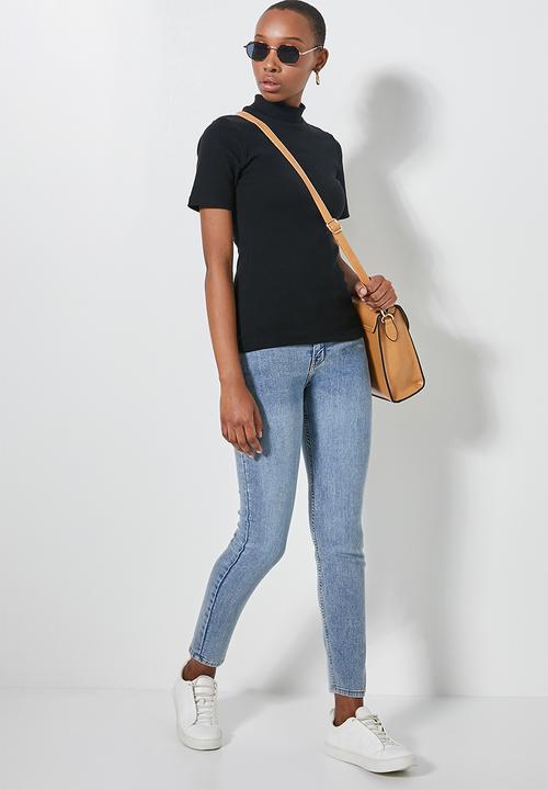 Superbalist - 2 pack lycra rib turtle neck tee's - black & white