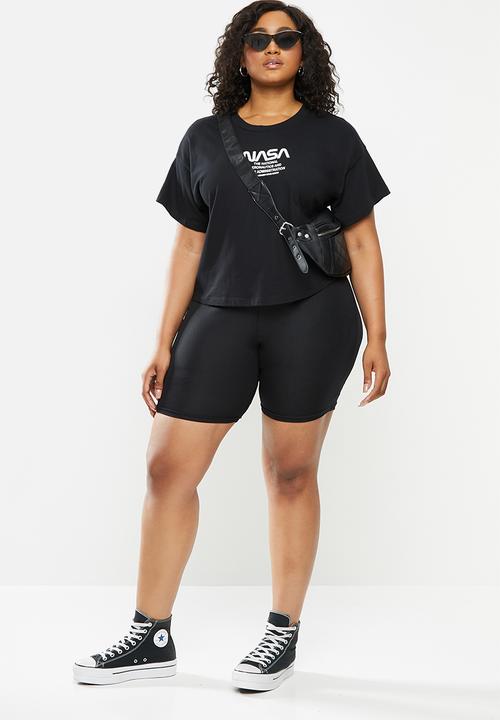 Blake - Cropped oversized tee- black 