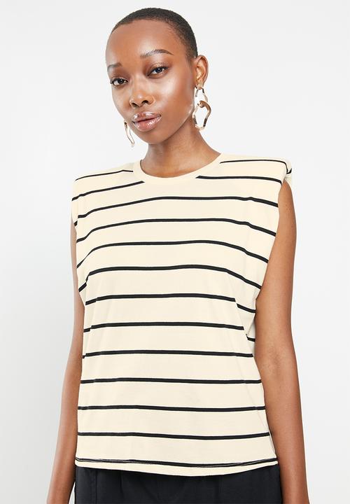 MANGO - T-shirt hombro - neutral & black 