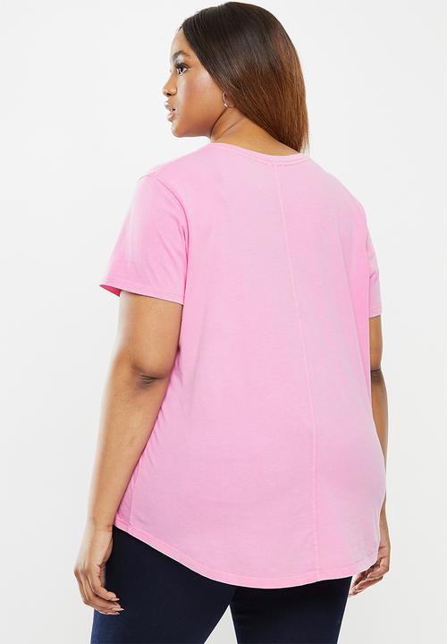 Cotton On - Curve the one crew tee - washed rasberry
