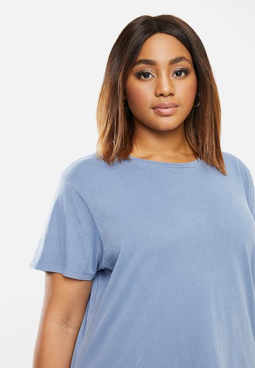 Cotton On - Curve the one crew tee - washed sky blue