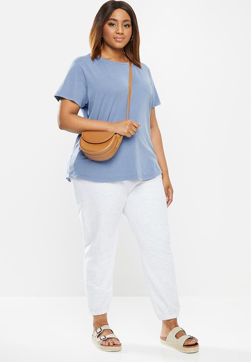 Cotton On - Curve the one crew tee - washed sky blue
