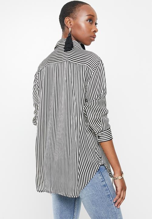 MANGO - Shirt bass - black & white 
