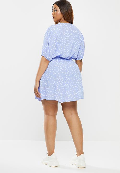 Cotton On - Curve woven miranda mini tea dress - stella daisy powder blue