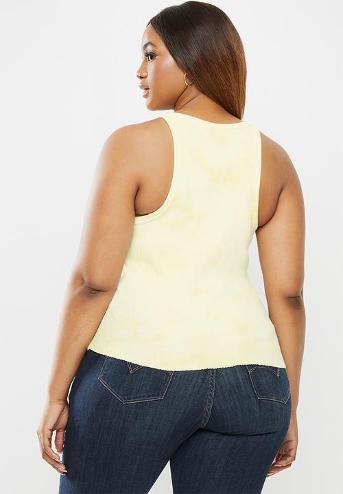 Cotton On - Curve turnback tank - lemon tie dye