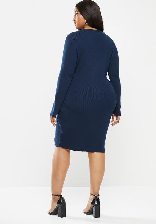 Glamorous - Plus button down dress- navy