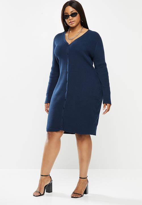 Glamorous - Plus button down dress- navy