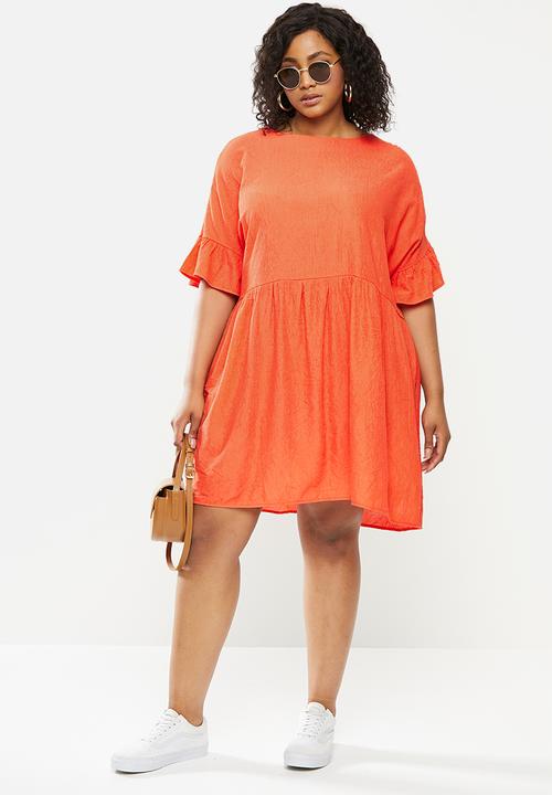 Missguided - Plus size textured smock dress - orange