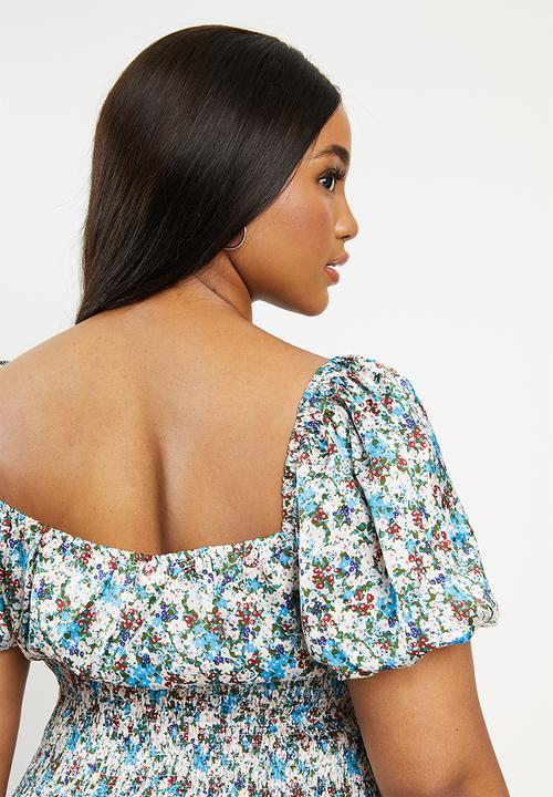 Glamorous - Plus co- ord veck top- blue 