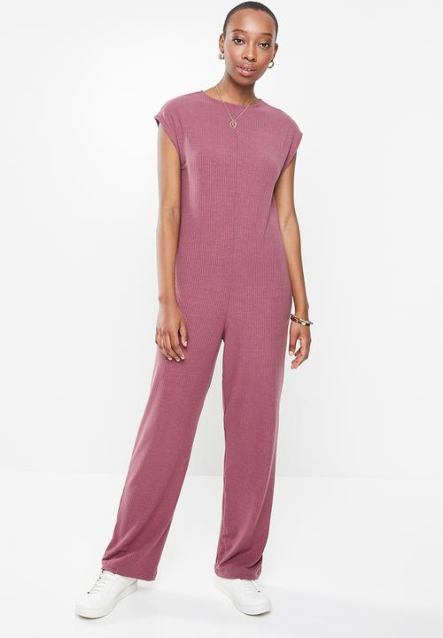 edit - Sleeveless ribbed knit jumpsuit - rose 