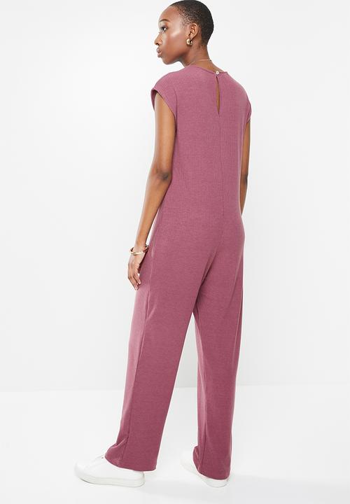 edit - Sleeveless ribbed knit jumpsuit - rose 