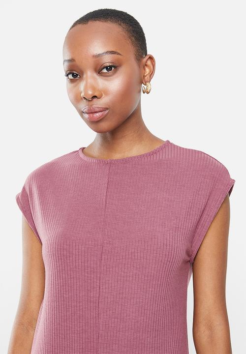 edit - Sleeveless ribbed knit jumpsuit - rose 