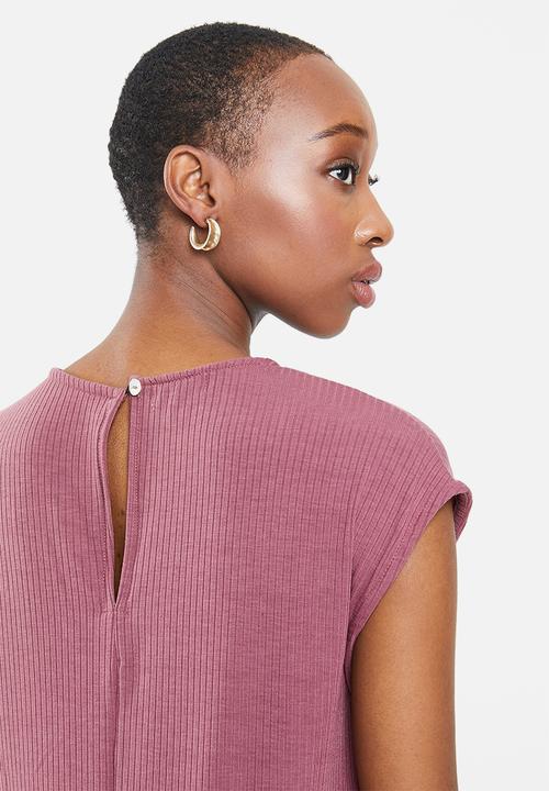 edit - Sleeveless ribbed knit jumpsuit - rose 