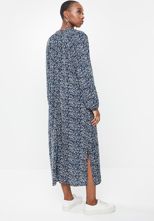 edit - Mandarin collar a-line midaxi - navy 