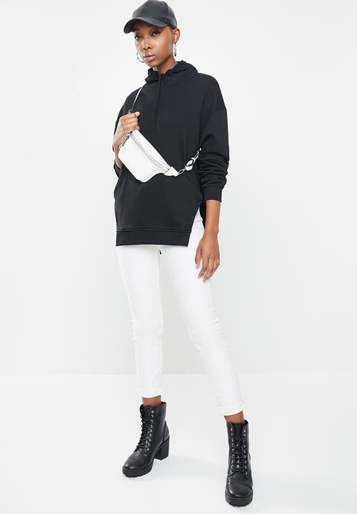 Missguided - Corset cut asymmetric hoodie - black