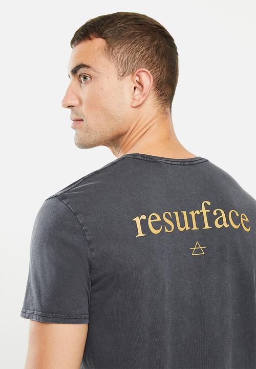 Factorie - Curved graphic T-shirt - washed black