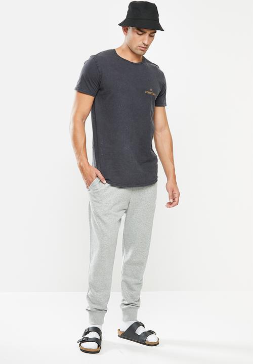 Factorie - Curved graphic T-shirt - washed black