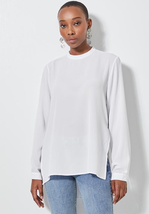 Superbalist - Funnel neck longline blouse - white