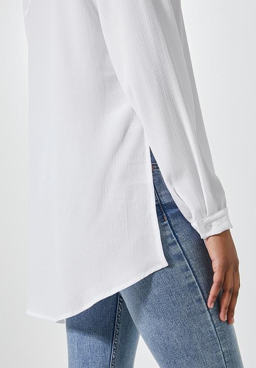 Superbalist - Funnel neck longline blouse - white