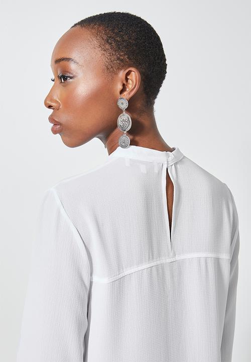 Superbalist - Funnel neck longline blouse - white