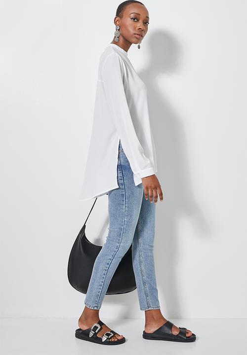 Superbalist - Funnel neck longline blouse - white