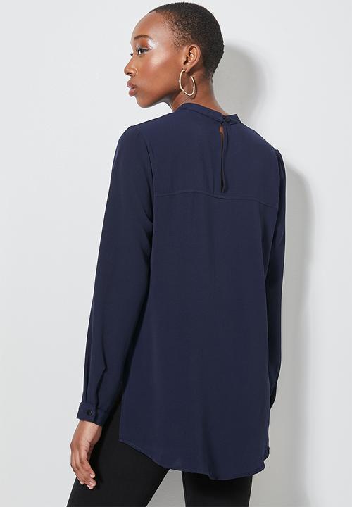 Superbalist - Funnel neck longline blouse - navy