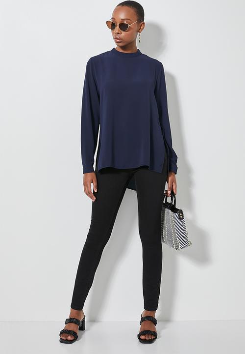 Superbalist - Funnel neck longline blouse - navy