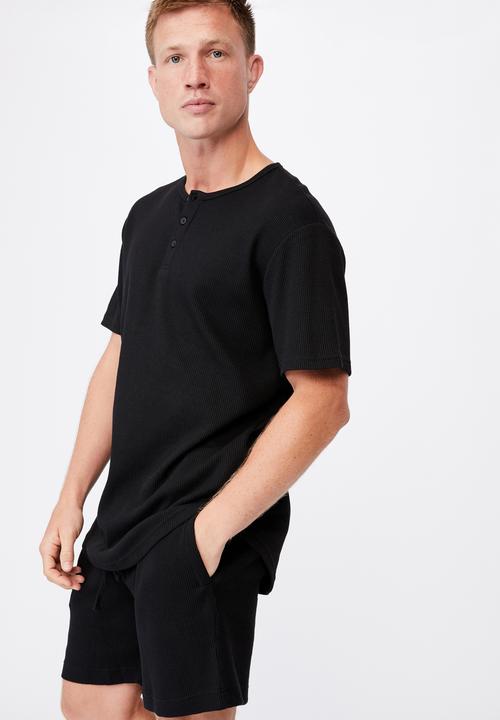 Cotton On - Waffle jogger short - black