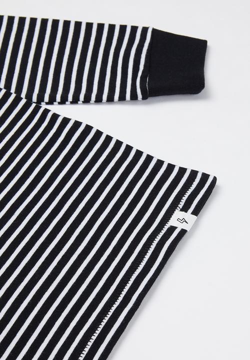 Cotton On - Core long sleeve tee - black & white 