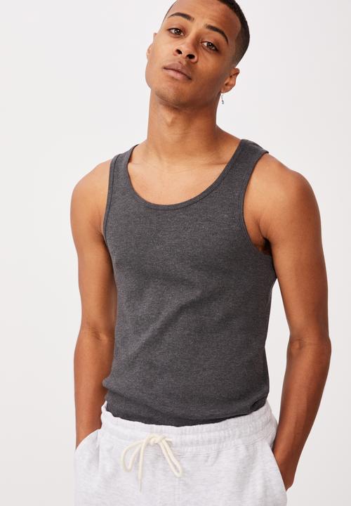 Cotton On - Rib tank - charcoal marle