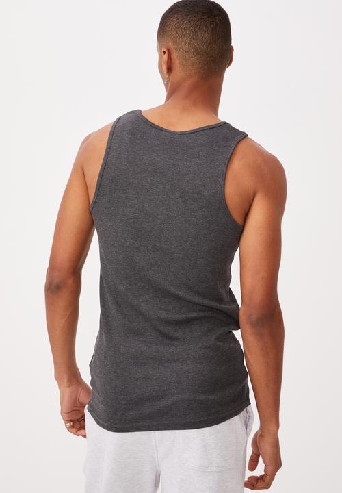 Cotton On - Rib tank - charcoal marle