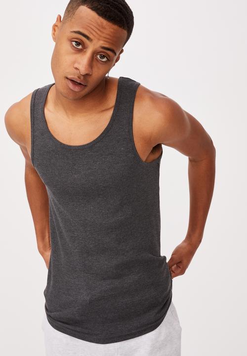 Cotton On - Rib tank - charcoal marle