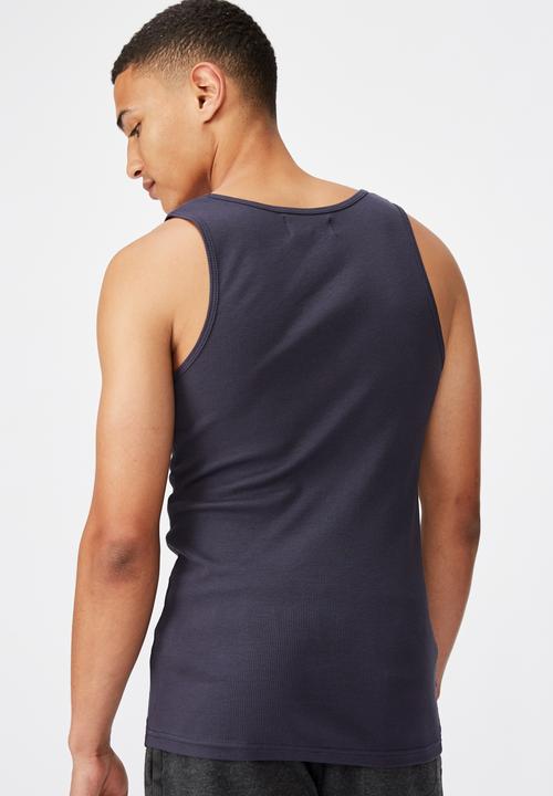 Cotton On - 2x2 rib tank - true navy