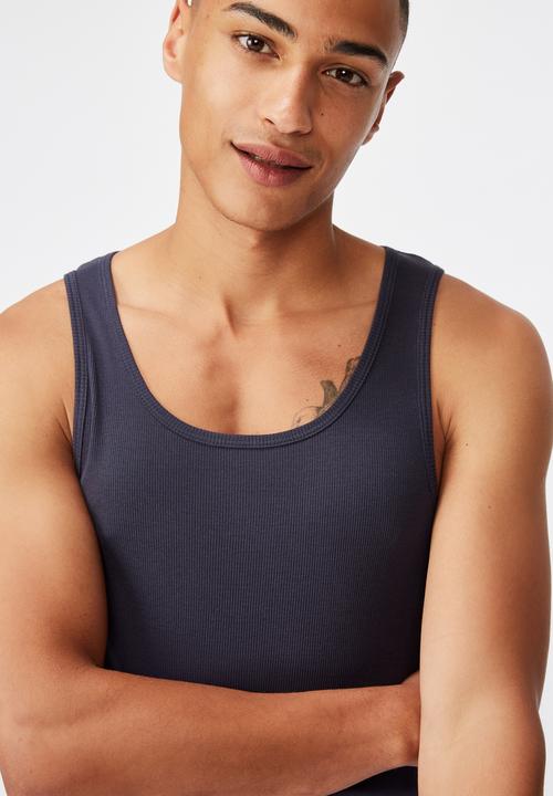 Cotton On - 2x2 rib tank - true navy