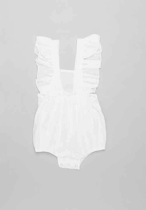 Pop Candy - Girls frill romper - white