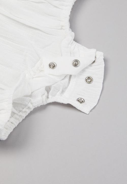 Pop Candy - Girls frill romper - white