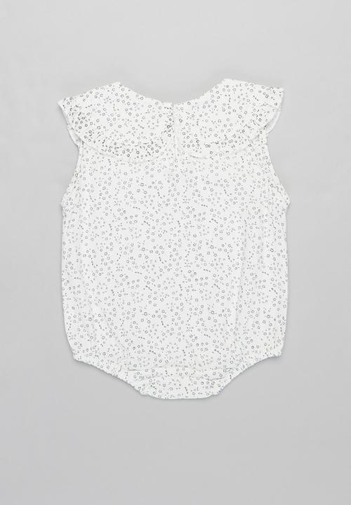 Pop Candy - Girls printed romper - white & grey