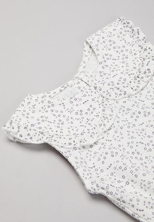 Pop Candy - Girls printed romper - white & grey
