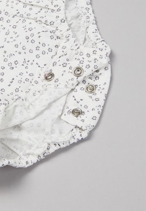 Pop Candy - Girls printed romper - white & grey
