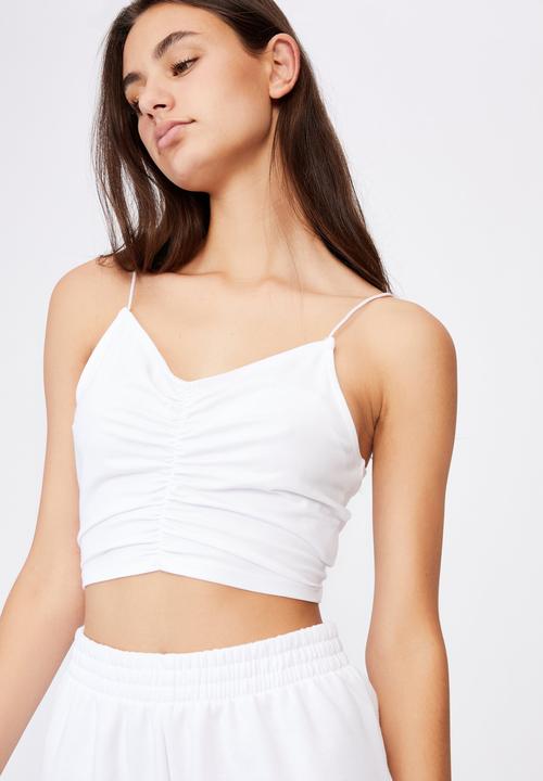 Factorie - V neck ruched cami - white