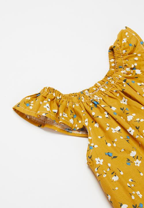 Pop Candy - Girls frill romper & headband set - mustard