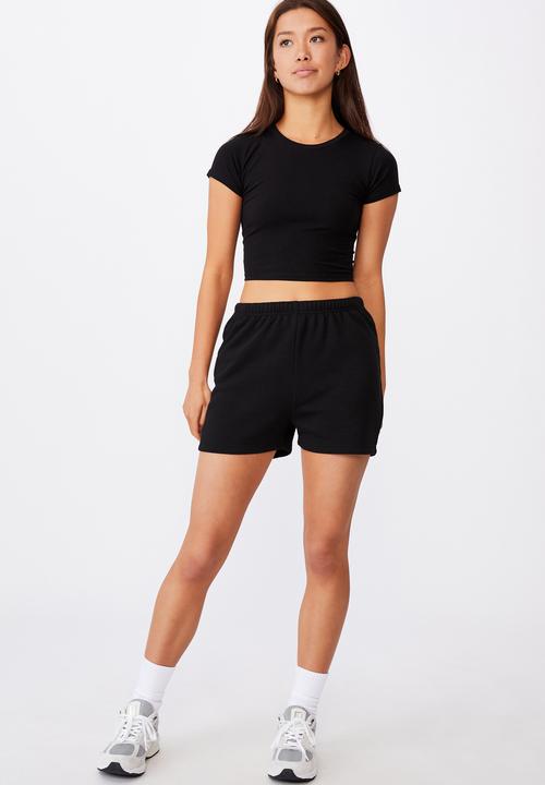 Factorie - Super slim fitted fleece short - black