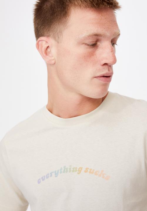 Cotton On - Tbar text t-shirt - bone