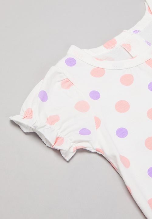 Pop Candy - Girls polka dot tee - white 