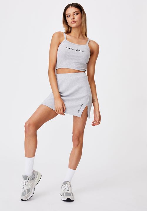 Factorie - Rib side split skirt - grey 