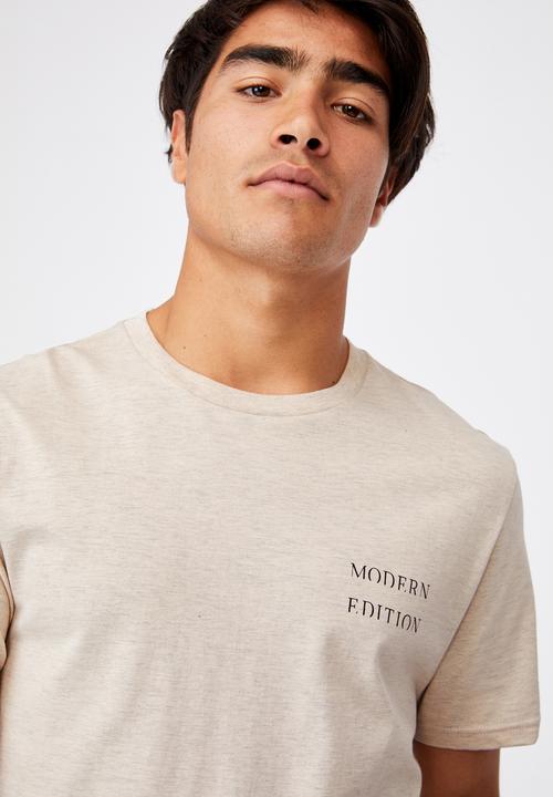 Cotton On - Tbar text t-shirt - oatmeal marle