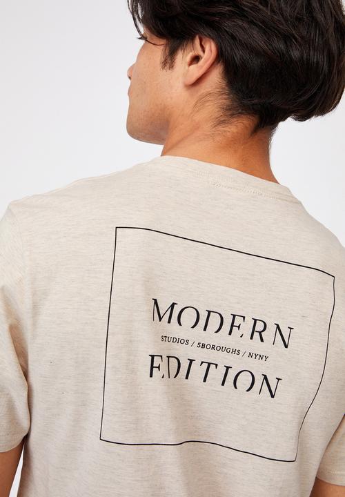 Cotton On - Tbar text t-shirt - oatmeal marle