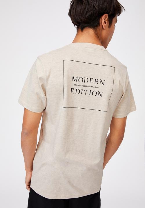 Cotton On - Tbar text t-shirt - oatmeal marle