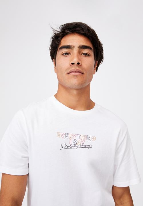 Cotton On - Tbar text t-shirt - white